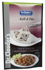 Консервированный корм для взрослых кошек Dr. Cluaders с телятиной и индейкой 100 г 20 шт