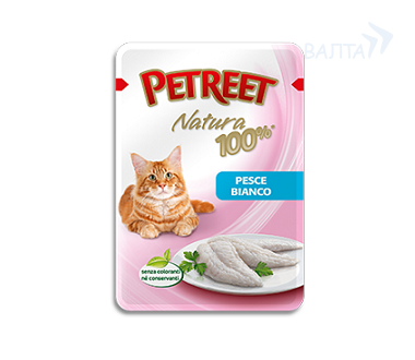 Консервированный корм для взрослых кошек Petreet  белая рыба 70 гр.