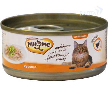 Консервированный корм для взрослых кошек Мнямс с курицей в нежном желе 70 г