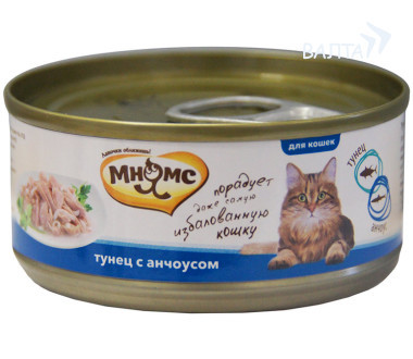 Консервированный корм для взрослых кошек Мнямс с тунцом и анчоусами в нежном желе 70 г