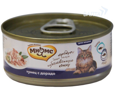 Консервированный корм для взрослых кошек Мнямс с тунцом и дорадо в нежном желе 70 г