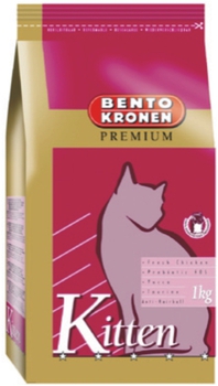 Корм для котят, а также для беременных и кормящих кошек Bento Kronen Kitten на основе курицы 1 кг, 3 кг