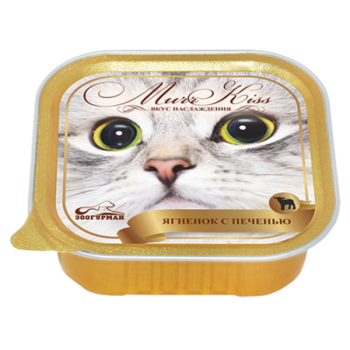Консервированный корм для взрослых кошек МуррКисс  ягненок с печенью, 100 гр.