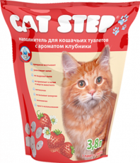 Наполнитель для кошачьего туалета Cat Step силикагель с ароматом клубники, 3,8 л