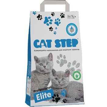Наполнитель для кошачьего туалета Cat Step Professional Elite комкующийся бентонит белый с ароматом алое веры, 5 кг