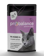 Консервированный корм для взрослых домашних малоподвижных кошек старше 8 лет кошек Probalance In Home 8+ 85 г