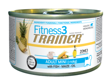Консервы для взрослых собак мелких пород Trainer Fitness 3 Adult Mini Fish and Maize на основе рыбы, кукурузы 150 г