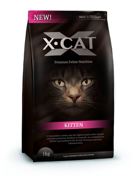 Полнорационный сбалансированный корм для котят, беременных и кормящих кошек X-Cat  Kitten 1 кг, 8 кг, 18 кг
