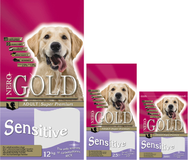 Сухой корм для взрослых и чувствительных собак Nero Gold Super Premium Sensitive Turkey 23/13 с индейкой и рисом 2,5 кг, 18 кг, 12 кг