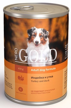 Консервы для взрослых собак Nero Gold Turkey and Duck кусочки в желе с индейкой и уткой 410 г
