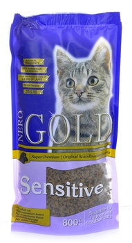 Сухой корм для взрослых кошек с чувствительным пищеварением Nero Gold Super Premium Cat Adult Sensitive с ягненком 800 гр, 2,5 кг, 18 кг