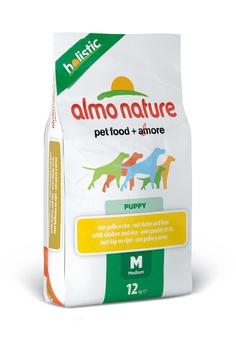 Сухой корм для щенков всех пород Almo Nature Medium Puppy&Chicken Holistic с курицей 2 кг, 12 кг