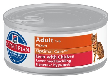 Консервированный корм для взрослых кошек Hill's Science Plan Adult with Chicken and Liver с курицей и печенью 85 г