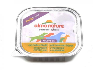 Консервы для взрослых собак Almo nature Daily Menu с курицей и горошком 100 г, 300 гр