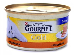 Консервированный корм для взрослых кошек Gourmet Gold паштет с индейкой