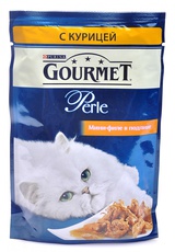 Консервированный корм для взрослых кошек Gourmet Perle с мини-филе с курицей 85 г 24 шт