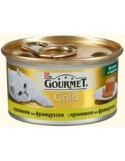 Консервированный корм для взрослых кошек Gourmet Gold кусочки в паштете с кроликом по-французски 85 г 24 шт