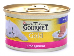 Консервированный корм для взрослых кошек Gourmet Gold паштет с говядиной 85 г