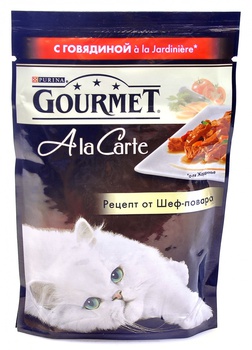 Консервированный корм для взрослых кошек Gourmet A la Carte говядина с морковью, томатом и цукини а-ля жардинье 85 г