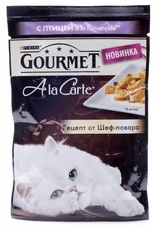 Консервированный корм для взрослых кошек Gourmet A la Carte домашняя птица с баклажаном, Цукини и томатами а-ля провансаль 85 г