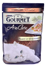 Консервированный корм для взрослых кошек Gourmet A la Carte лосось со шпинатом, цукини и Зеленой фасолью а-ля флорентине 85 г