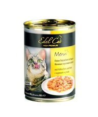 Консервированный корм для взрослых кошек Edel Cat нежные кусочки в соусе,с курицей и уткой, 400 г 