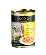 Консервированный корм для взрослых кошек Edel Cat нежные кусочки в соусе,с курицей и уткой, 400 г