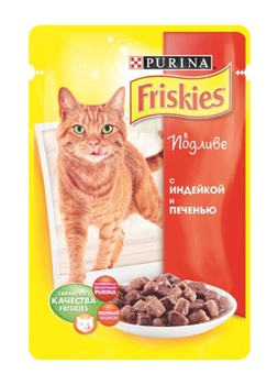 Консервированный корм для взрослых кошек Friskies кусочки в подливе для кошек с индейкой и печенью 100 г