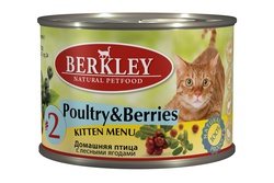 Консервированный корм для котят Berkley с домашней птицей и лесными ягодами 200 г
