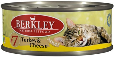 Консервированный корм для взрослых кошек Berkley Adult Turkey and Cheese с индейкой и сыром 100 г 100 г