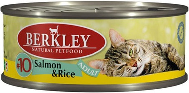 Консервированный корм для взрослых кошек Berkley Adult Salmon and Rice Консервы для кошек с лососем и рисом 100 г 100 г