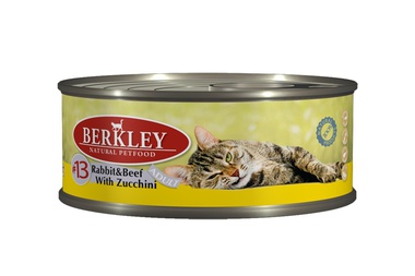 Консервированный корм для взрослых кошек Berkley с кроликом, говядиной и цуккини 100 г 100 г