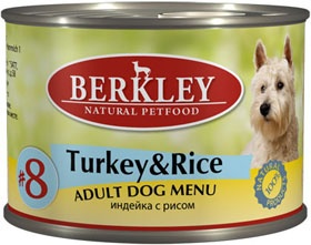 Консервы для взрослых собак Berkley Adult Turkey and Rice с индейкой и рисом 200 г 200 гр