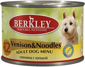 Консервы для взрослых собак Berkley с олениной и лапшой 200 г 200 гр