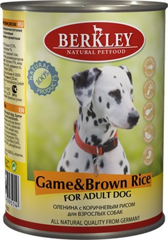 Консервы для взрослых собак Berkley Adult Game and Brown Rice с олениной и коричневым рисом 400 г