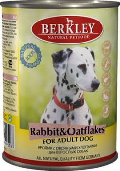 Консервы для взрослых собак Berkley Adult Rabbit and Oatflakes с кроликом и овсянкой 400 г