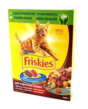 Сухой корм для взрослых кошек Friskies с мясом, курицей, овощами 400 гр, 1,5 кг, 10 кг