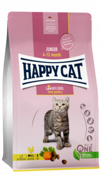 Сухой корм для котят Happy Cat Junior Домашняя птица 300 гр, 1,3 кг, 4 кг, 10 кг