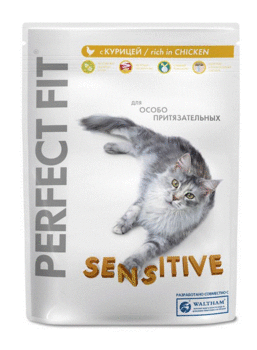 Сухой корм для взрослых кошек Perfect Fit Sensitive с курицей 190 гр, 750 гр, 1,2 кг, 3 кг