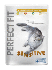 Сухой корм для взрослых кошек Perfect Fit Sensitive с курицей