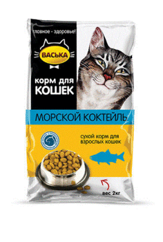 Сухой корм для взрослых кошек, профилактика МКБ Васька морской коктейль 2 кг 4 шт
