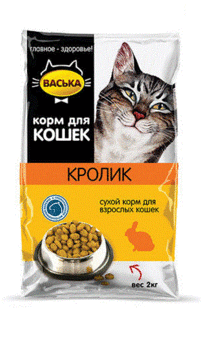 Сухой корм для взрослых кошек, профилактика МКБ Васька с кроликом 400 гр, 2 кг, 10 кг