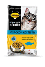 Сухой корм для взрослых кошек, профилактика МКБ Васька морской коктейль