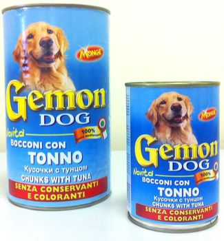 Консервированный корм для взрослых собак Gemon с тунцом 415 гр, 1260 гр