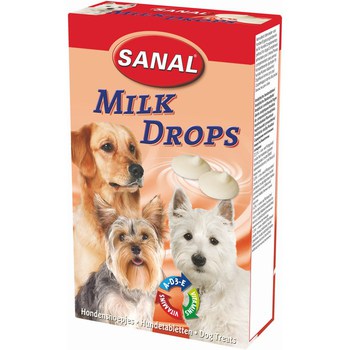 Витамины для взрослых собак Sanal Milk Drops Молочные дропсы + Вит. A, D, E, 125 г