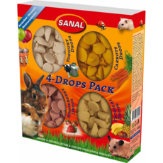 Дропсы для грызунов Sanal 4-Drops Pack, Набор: йогурт, морковь, клубника, тропические фрукты 35г*4, 140г 