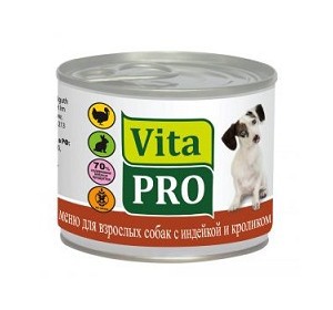 Консервы для взрослых собак Vitapro Lunch с индюшкой, кроликом и рисом 200 г