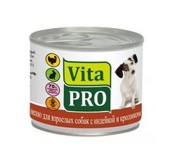 Консервы для взрослых собак Vitapro Lunch с индюшкой, кроликом и рисом 200 г