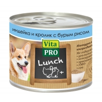 Консервы для взрослых собак Vitapro Lunch с индейкой, кроликом и рисом 400 г