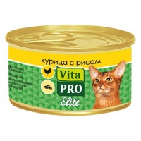 Консервированный корм для взрослых кошек Vitapro Elite курица, рис 70 г